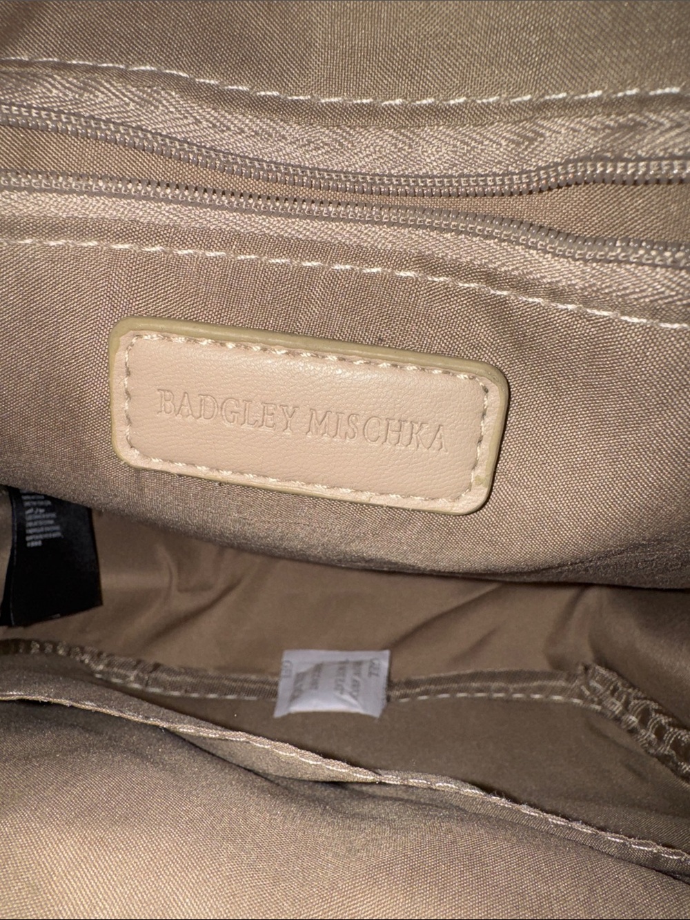 Badgley Mischka Quilted Mini Backpack in Beige with Silver Hardware NWT - Picture 5 of 5